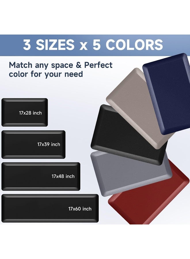 StepRite 4/5 Inch Thick Kitchen Mat Anti Fatigue Mat Kitchen Rugs Kitchen Decor Non-Slip, Stain Resistant, Waterproof Kitchen Mats Desk Mat for Kitchen, Office, Workshop, Black, 17'' x 60'' - Image 4